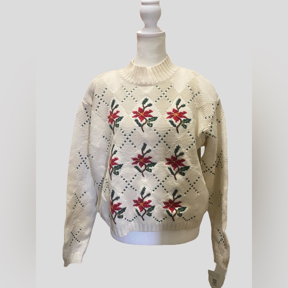 Vintage NWT Lizsport Alpine Holiday hand embroidered sweaters Size Large
